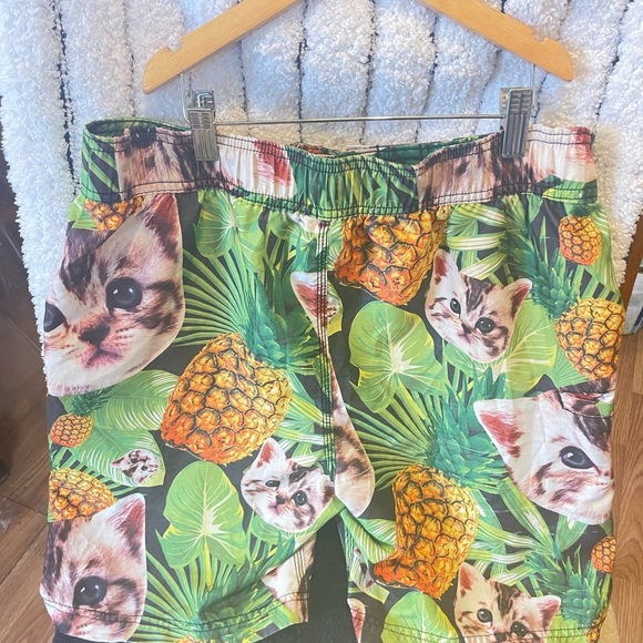 Hot Topic Black Matter Pineapple Cat Swim Trunks - Picture 2 of 10